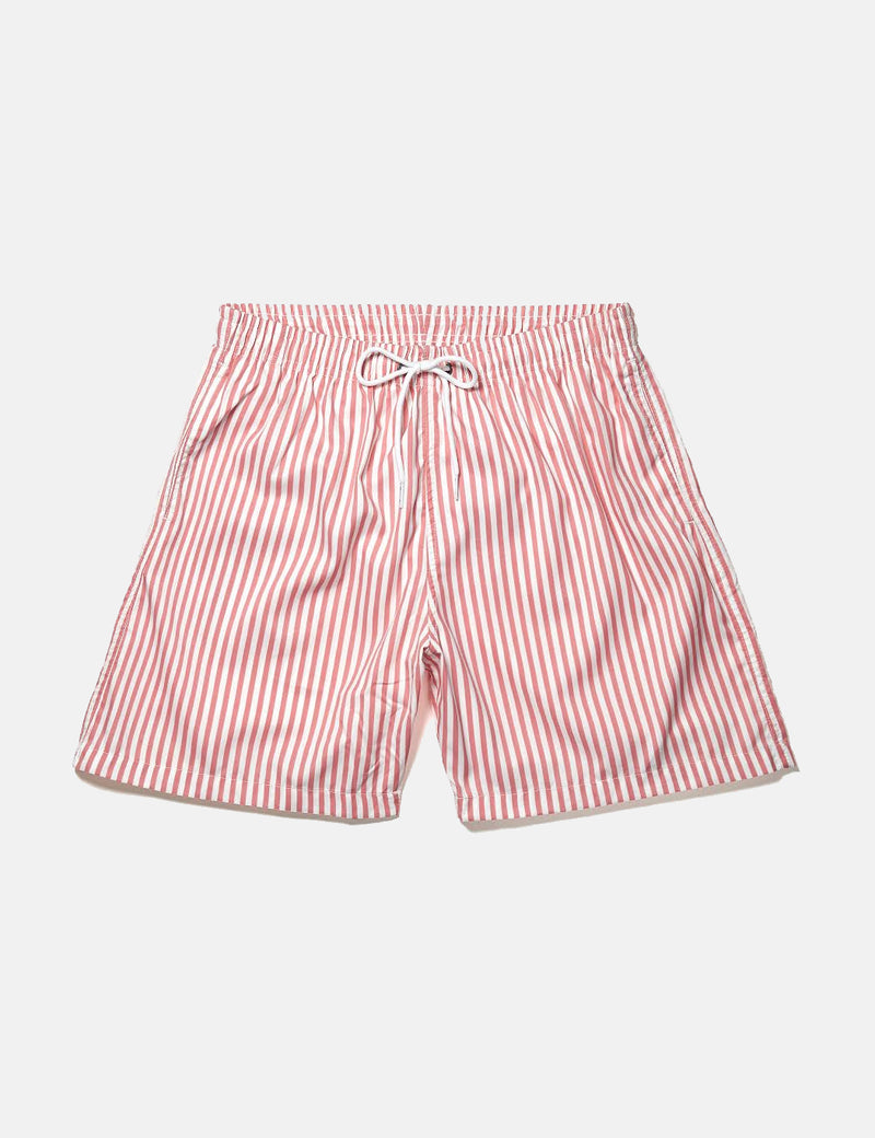 Boardies Stripes Drawstring Swim Shorts  (Short Length) - Pink/White