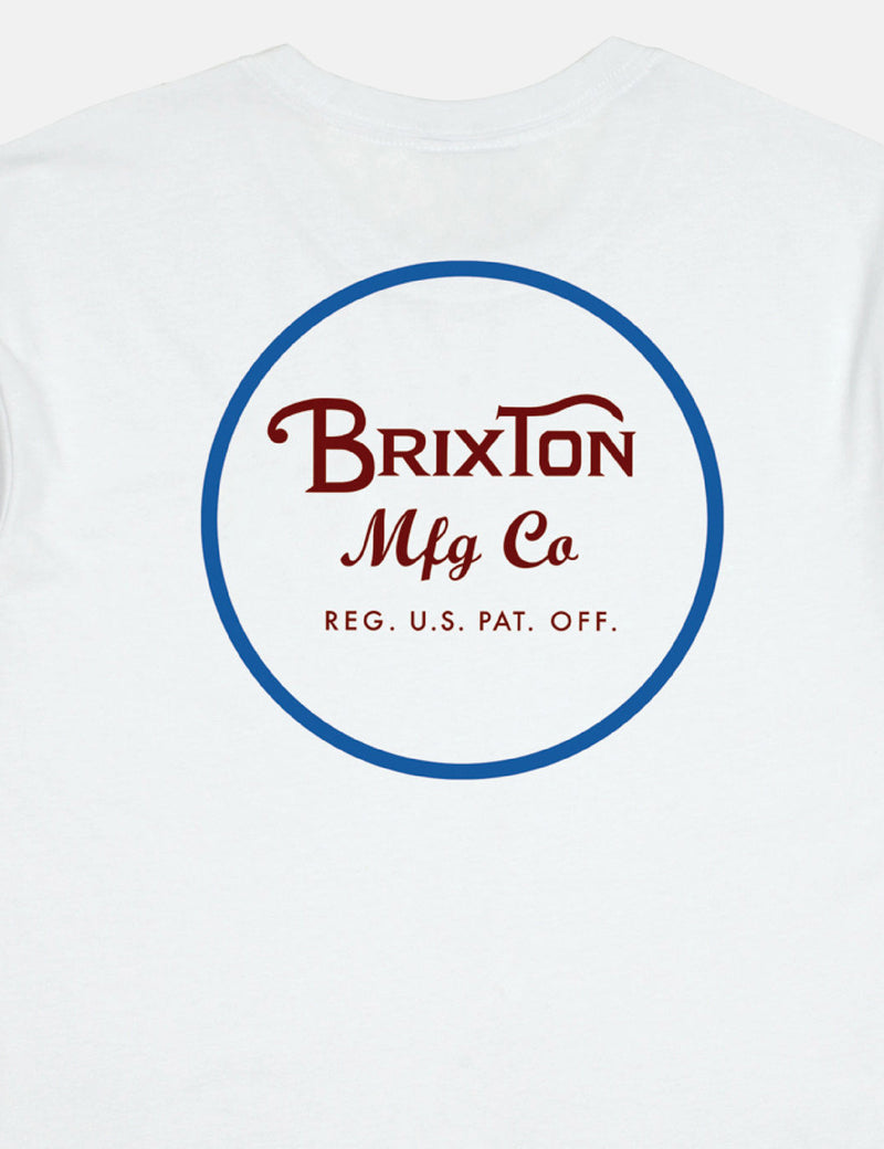 Brixton WheelerIIプレミアムTシャツ-ホワイト/ブルー
