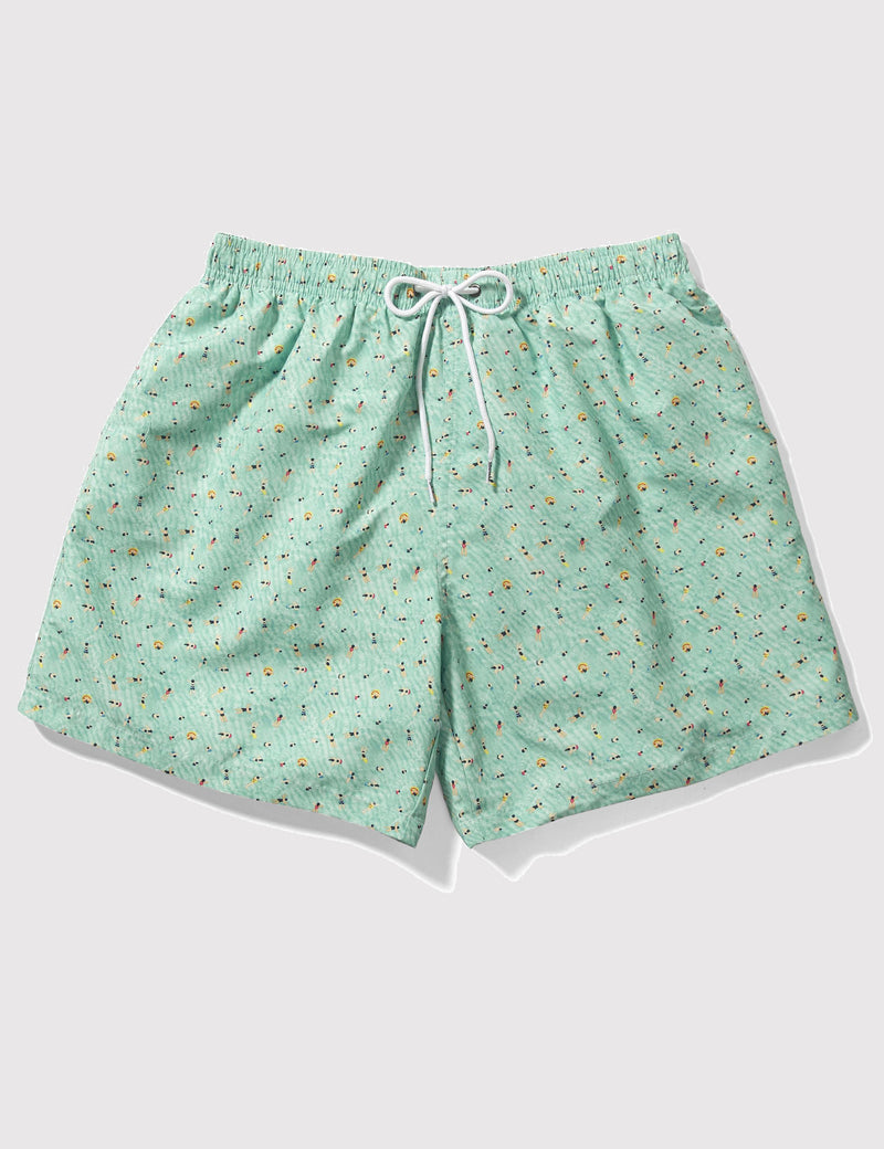 Boardies x Kestin Hare Drawstring Swim Shorts (Mid-Length) - Mint Green