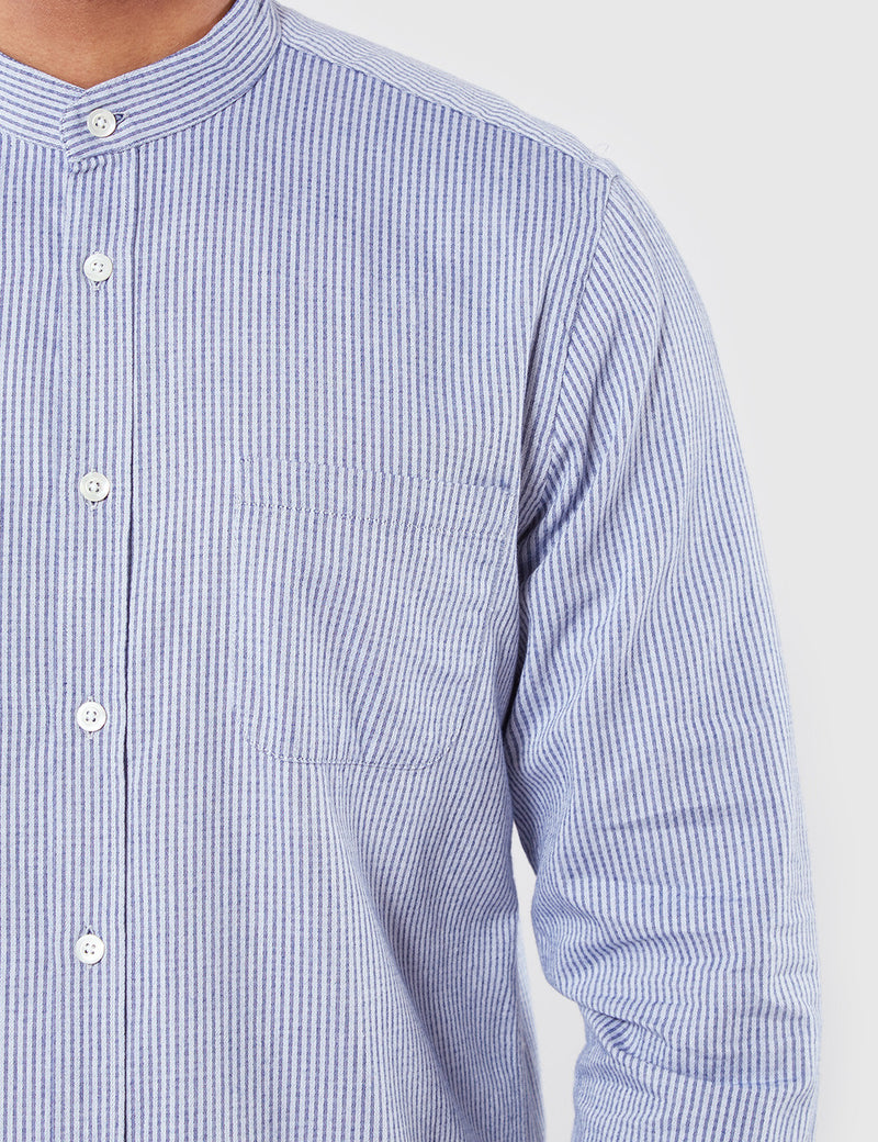 Portuguese Flannel Cacau Grandad Shirt - Blue