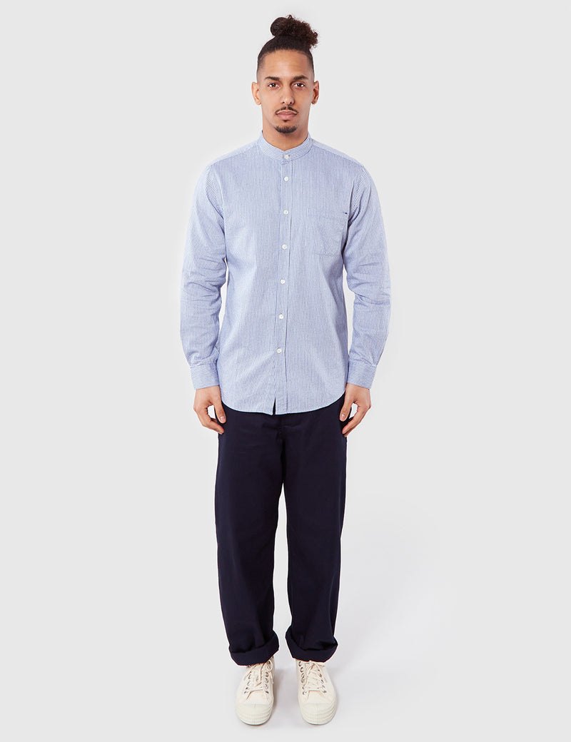 Portuguese Flannel Cacau Grandad Shirt - Blue