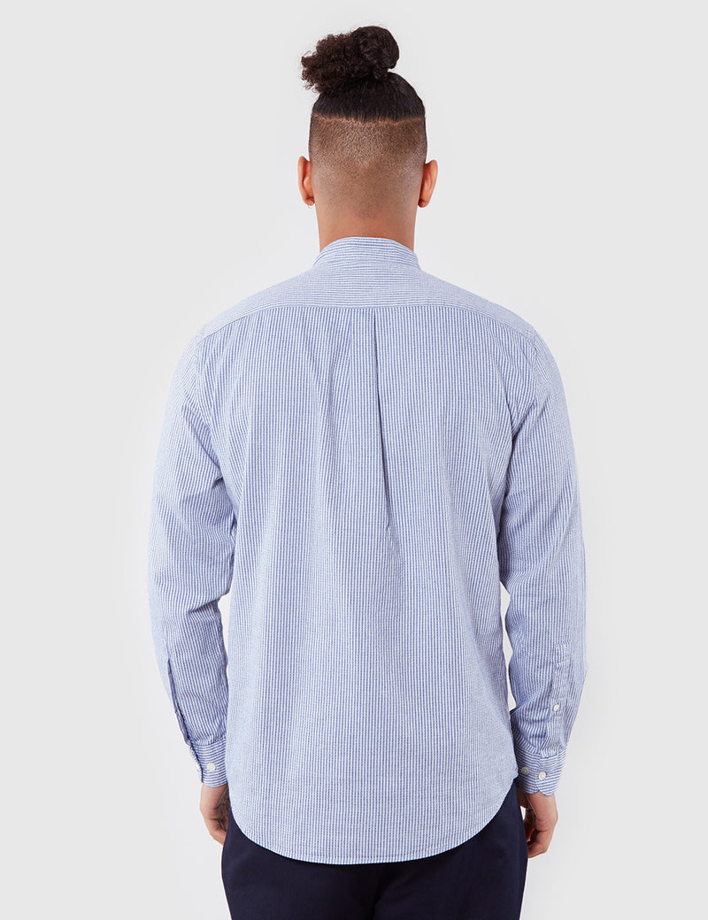 Portuguese Flannel Cacau Grandad Shirt - Blue