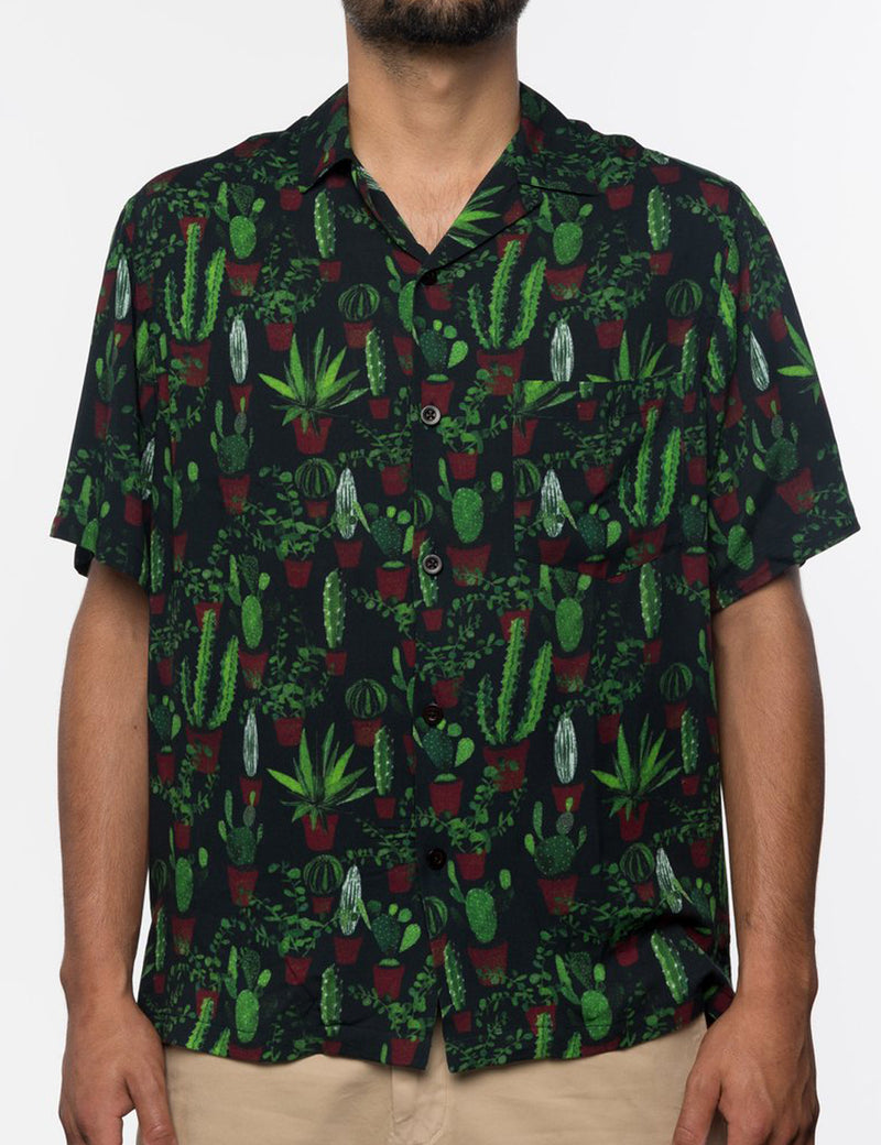 Portuguese Flannel Cactus Short Sleeve Shirt - Green/Black