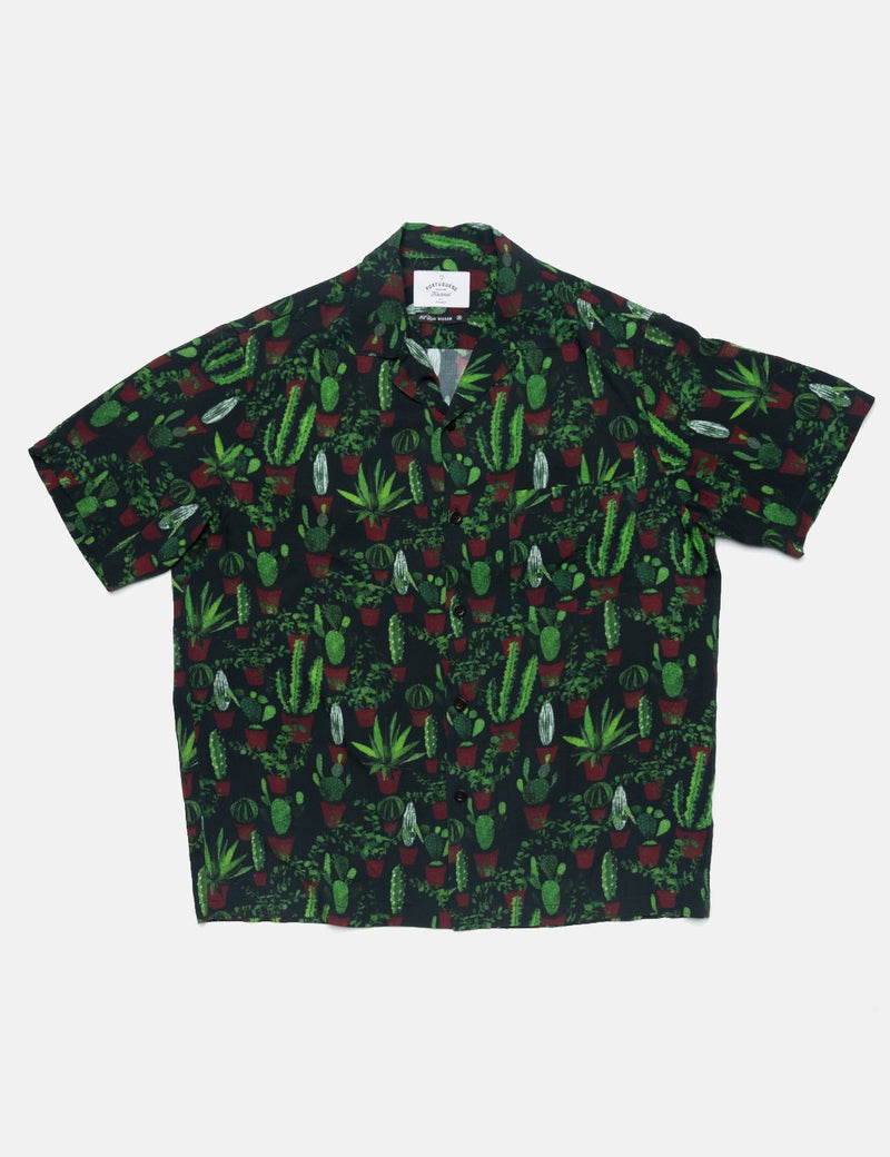 Portuguese Flannel Cactus Short Sleeve Shirt - Green/Black
