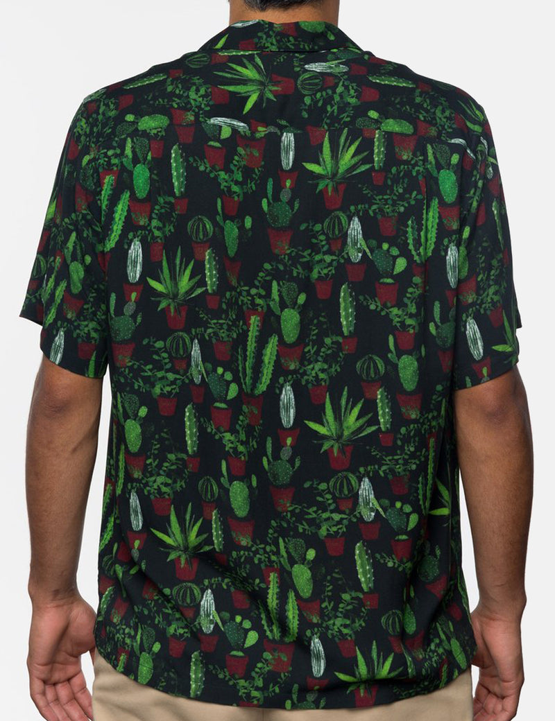 Chemise à Manche Courte en Flanelle Portugaise Cactus - Vert/Noir