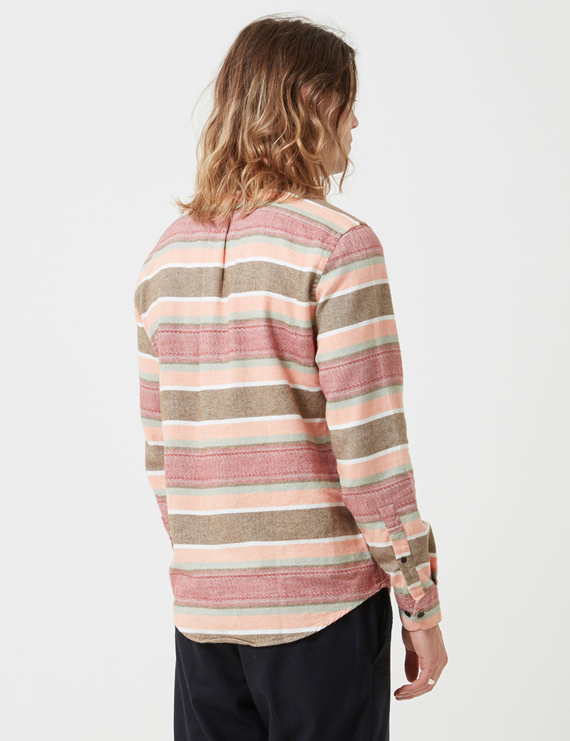 Portuguese Flannel Cahita Stripe Shirt - Pink/Brown/Red