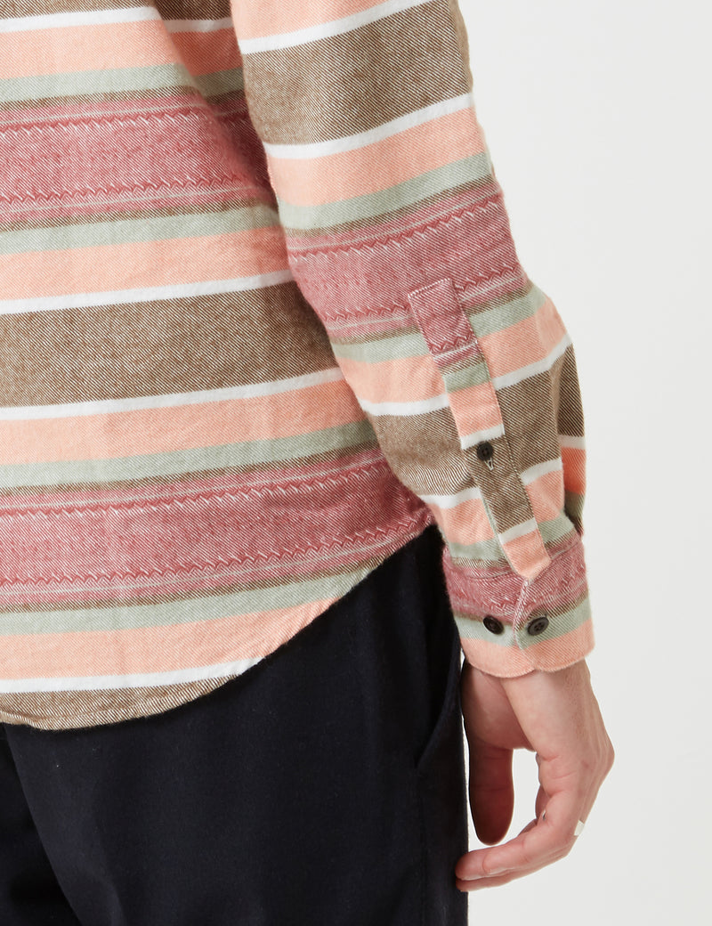 Portuguese Flannel Cahita Stripe Shirt - Pink/Brown/Red
