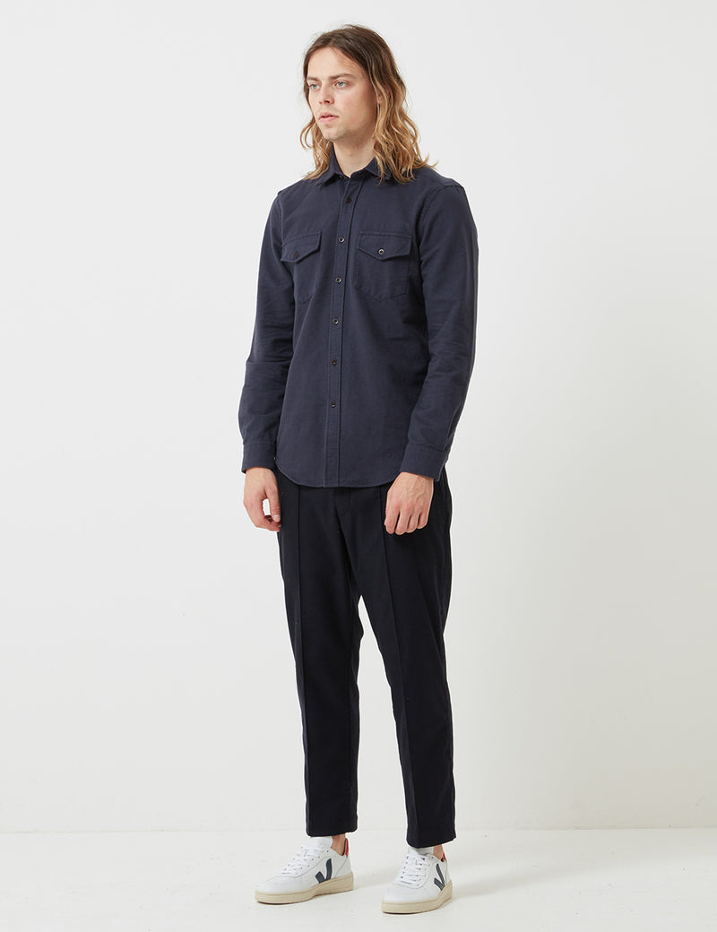 Portuguese Flannel Campo Shirt - Navy Blue