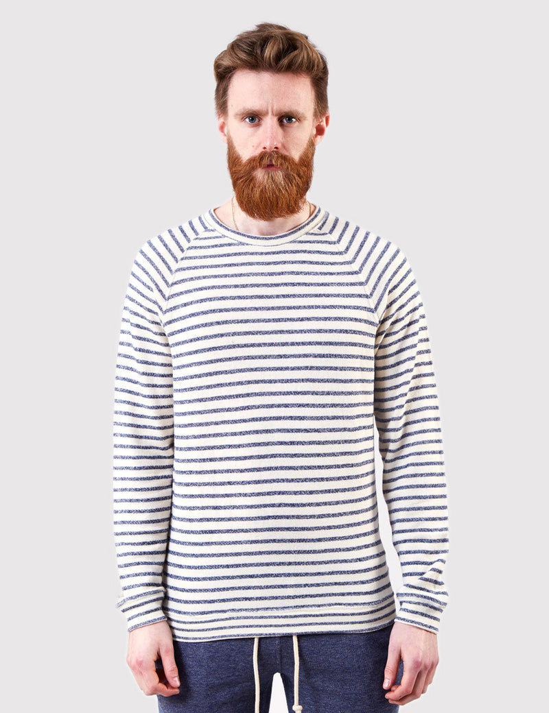 Human Scales Carlos Blue Stripe Sweatshirt - Ecru/Blue