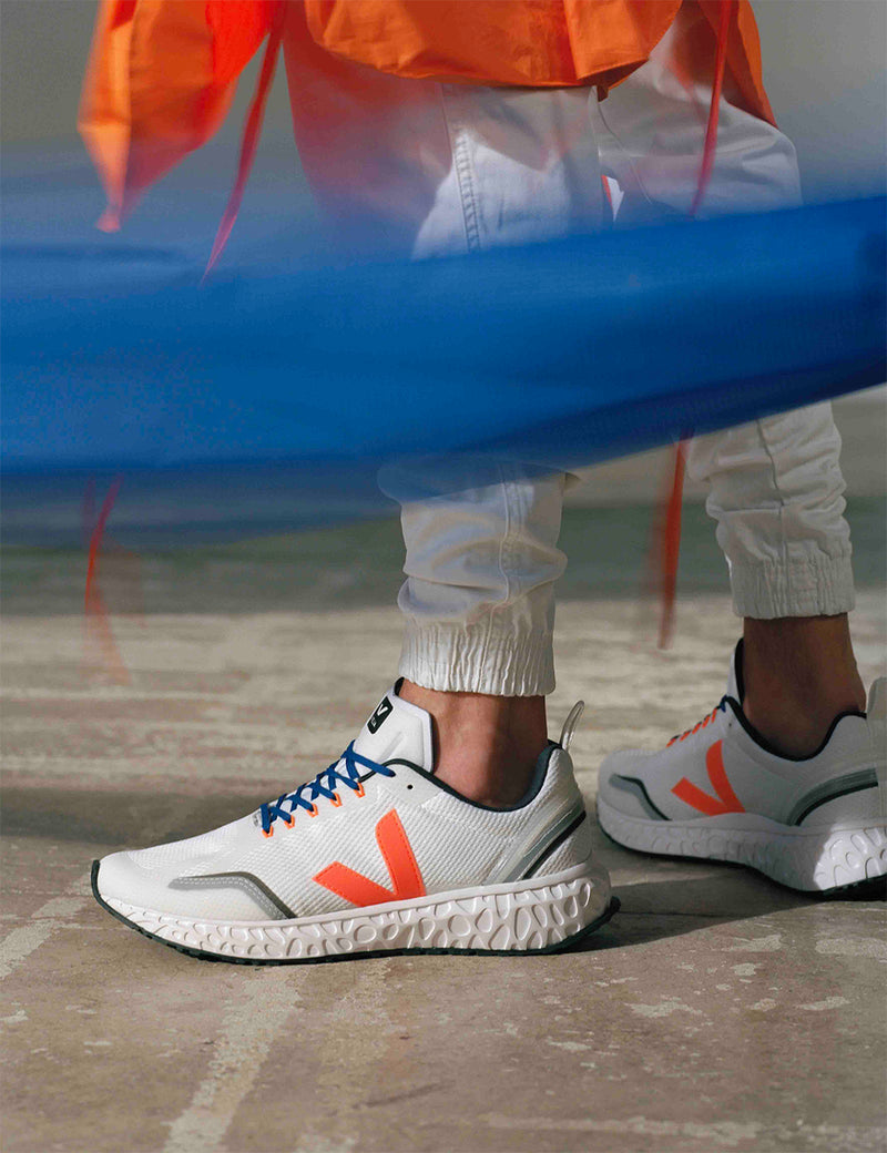 Veja Condor Mesh Running Shoes - White/Orange Fluro