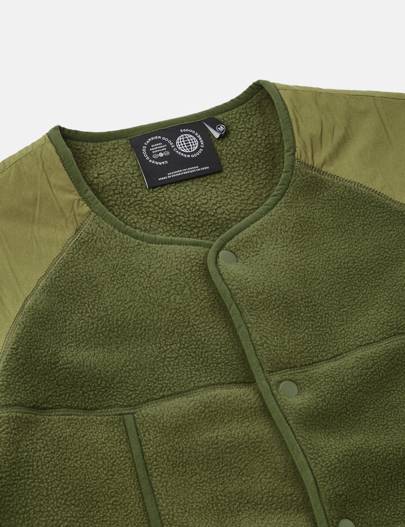 Carrier Goods Micro Fleece Cardigan - Cardamon Green