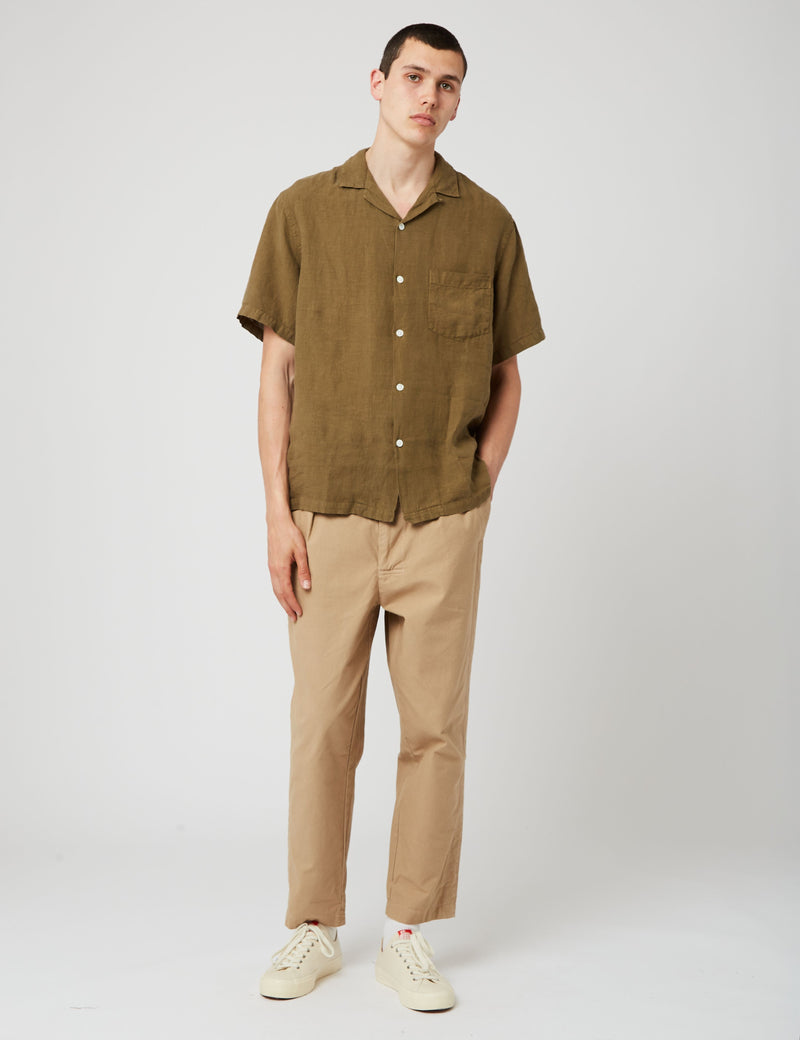 Chemise Col Camp Portuguese Flannel (Lin) - Vert Olive