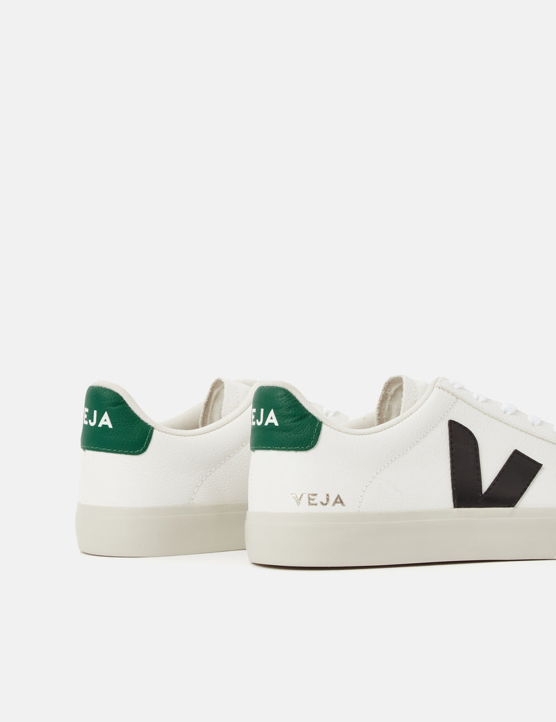 Veja Campo Trainers (Chromefree Leather) - Extra White/Black Emeraude