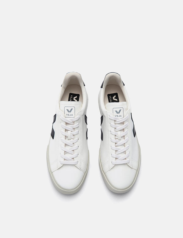 Baskets Veja Campo (Cuir Sans Chrome) - Blanc/Noir