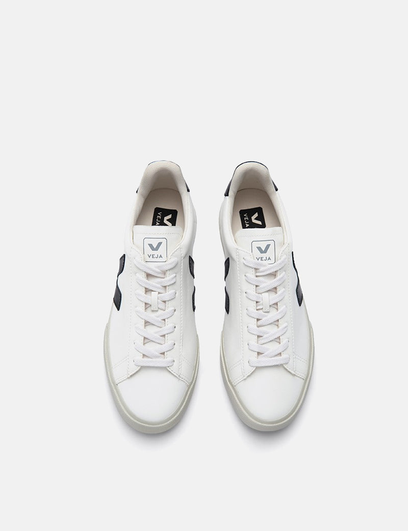 Baskets Veja Campo (Cuir Sans Chrome) - Blanc/Noir