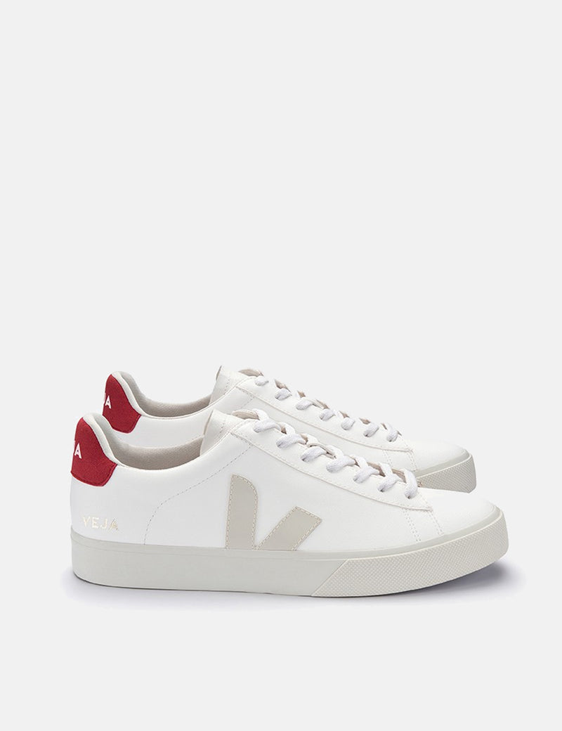 Veja Campo C.W.L Trainers - White Pierre / Pekin Red