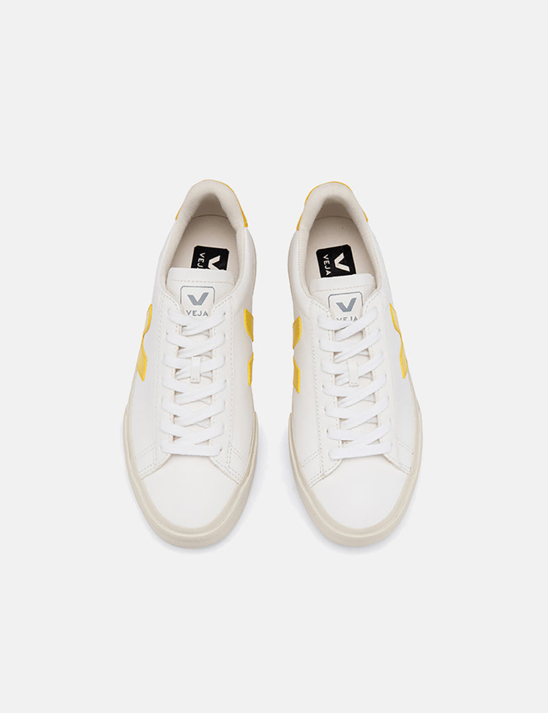 Womens Veja Campo Trainers (Chrome Free Leather) - White/Tonic Yellow