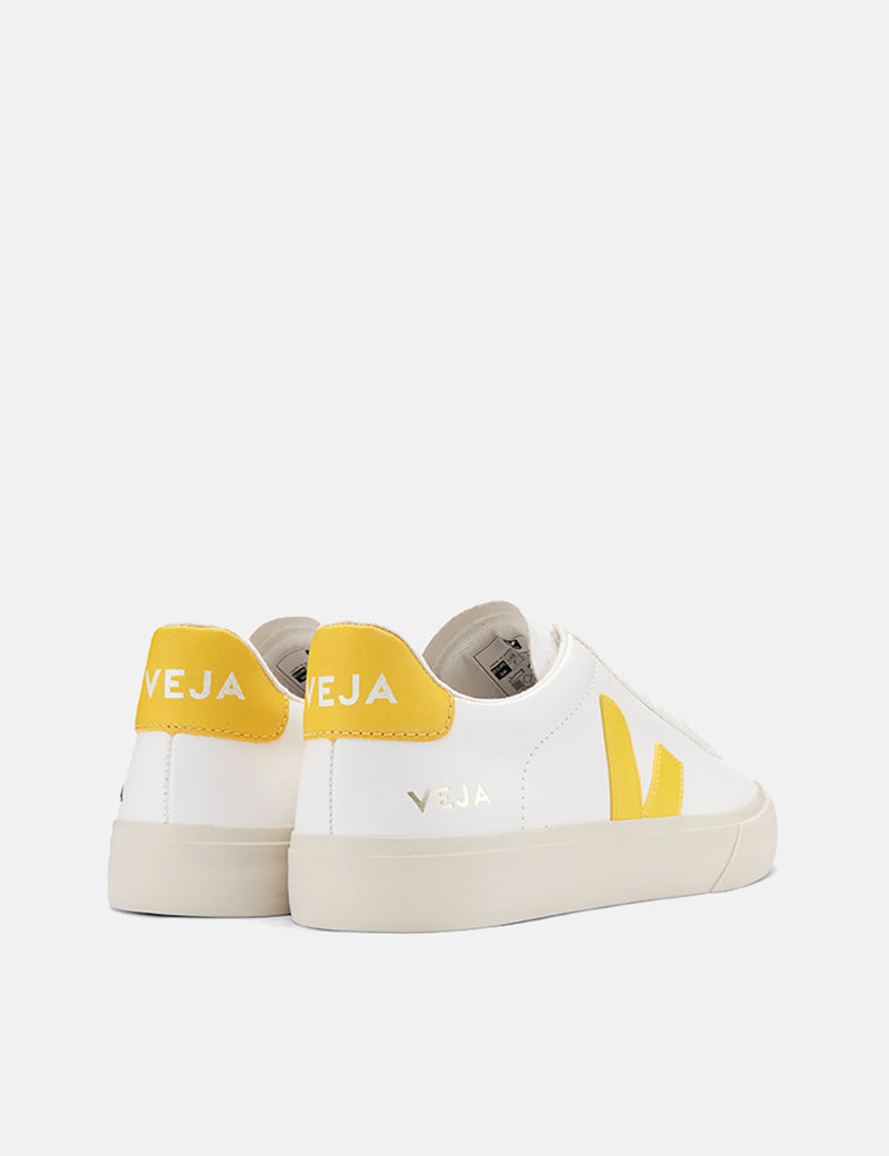 Womens Veja Campo Trainers (Chrome Free Leather) - White/Tonic Yellow