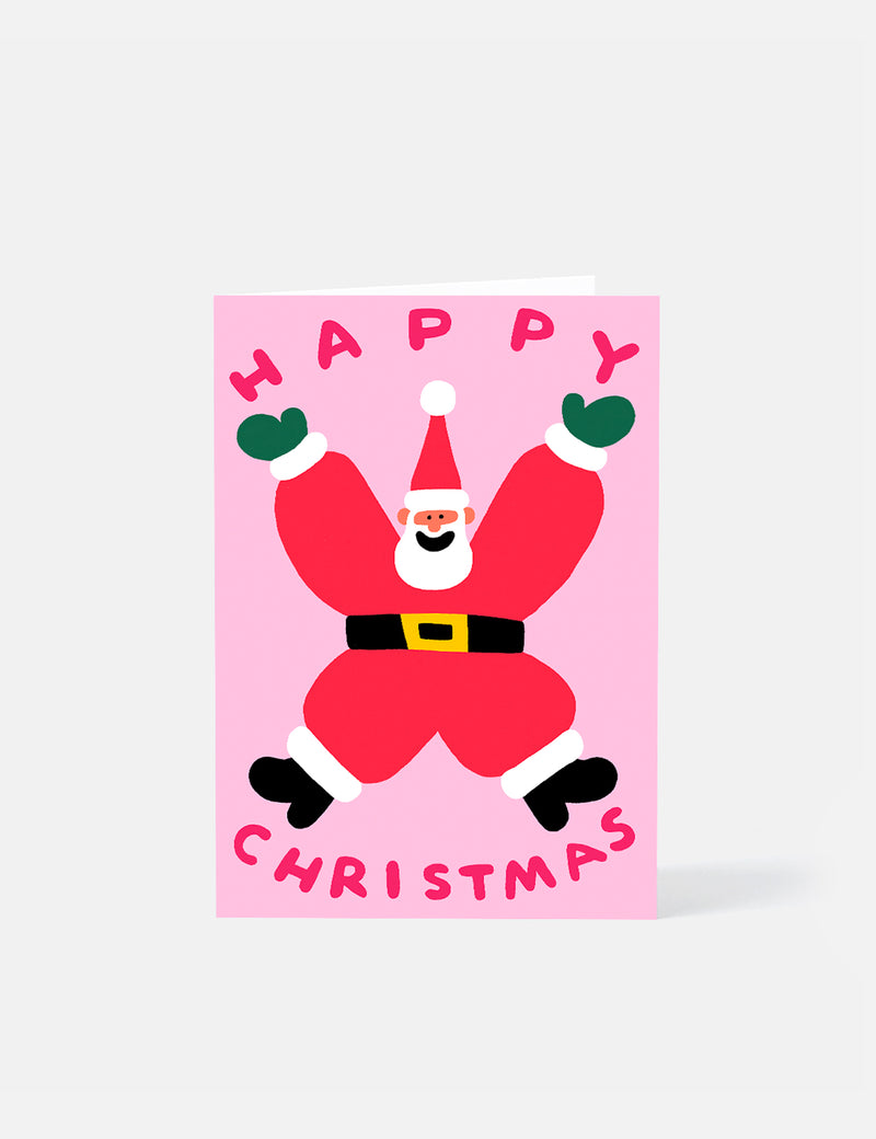 Wrap Santa Embossed Card - Pink