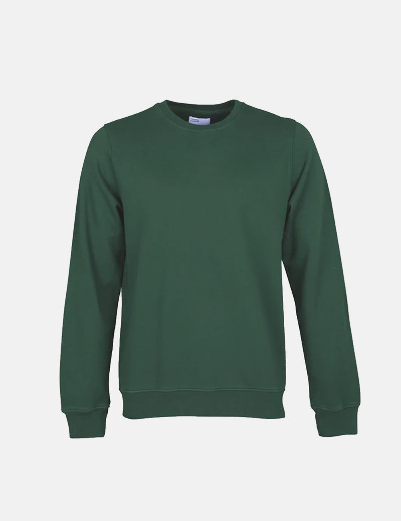 Buntes klassisches Bio-Sweatshirt mit Rundhalsausschnitt - Smaragdgrün