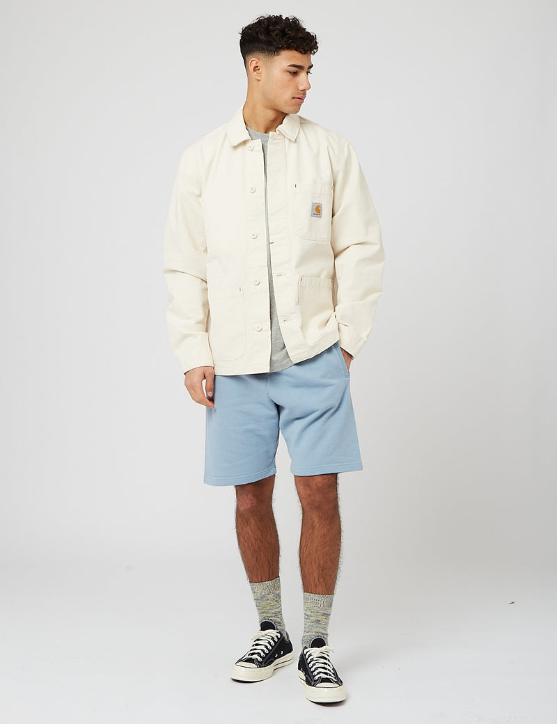Carhartt-WIPポケットスウェットショーツ-フロストブルー