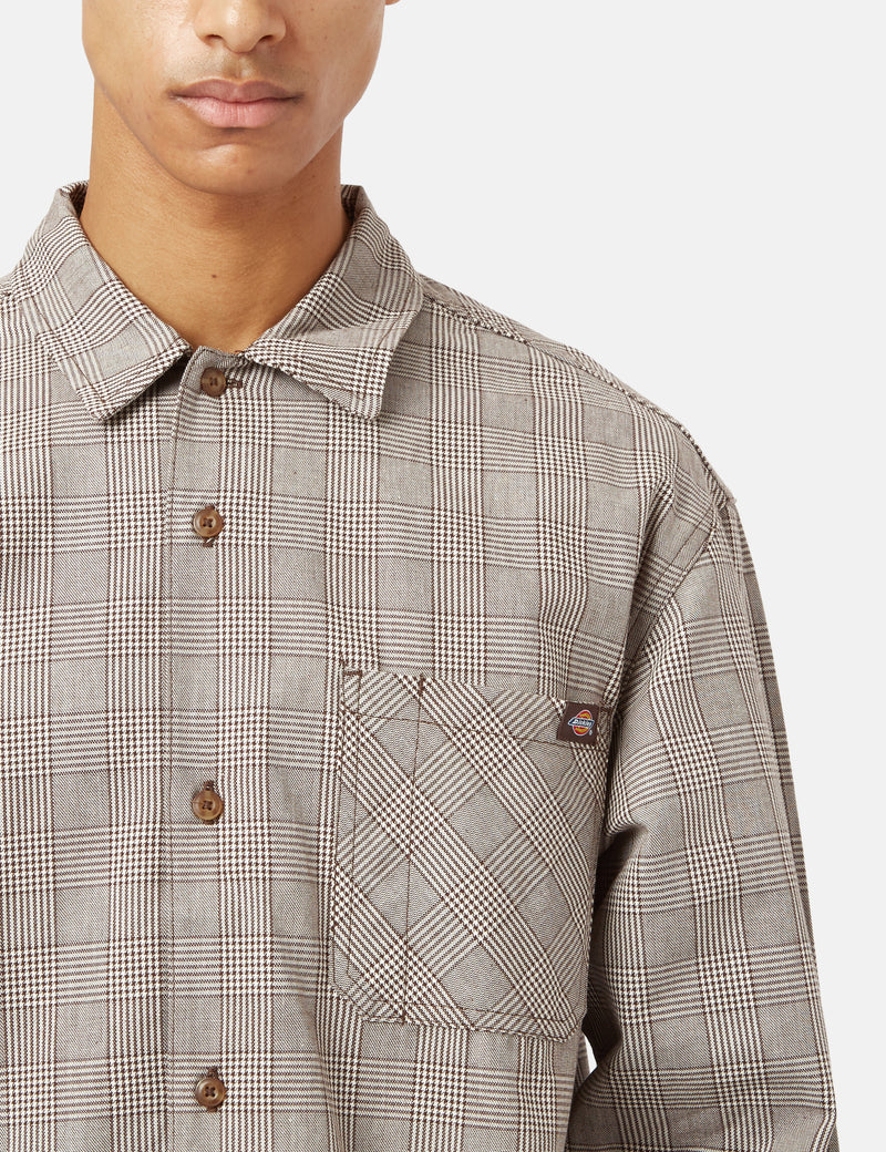 Dickiesベイカーヒルシャツ-ダークブラウン