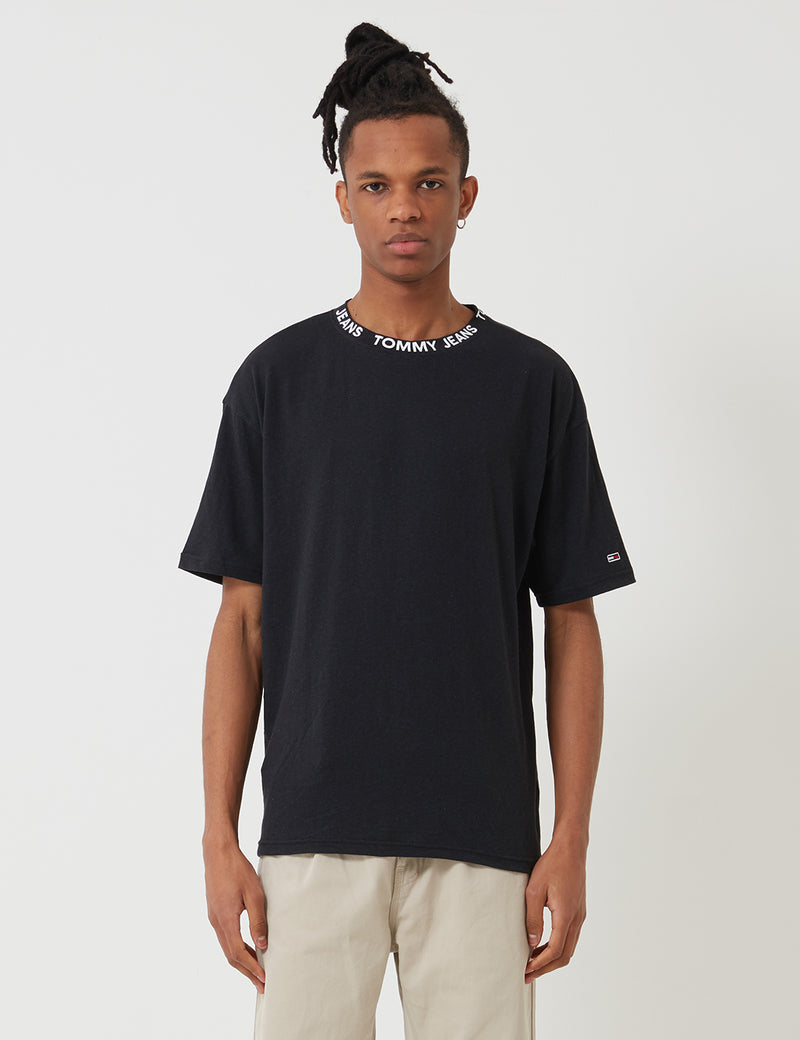 Tommy Hilfiger 브랜드 칼라 티셔츠-블랙
