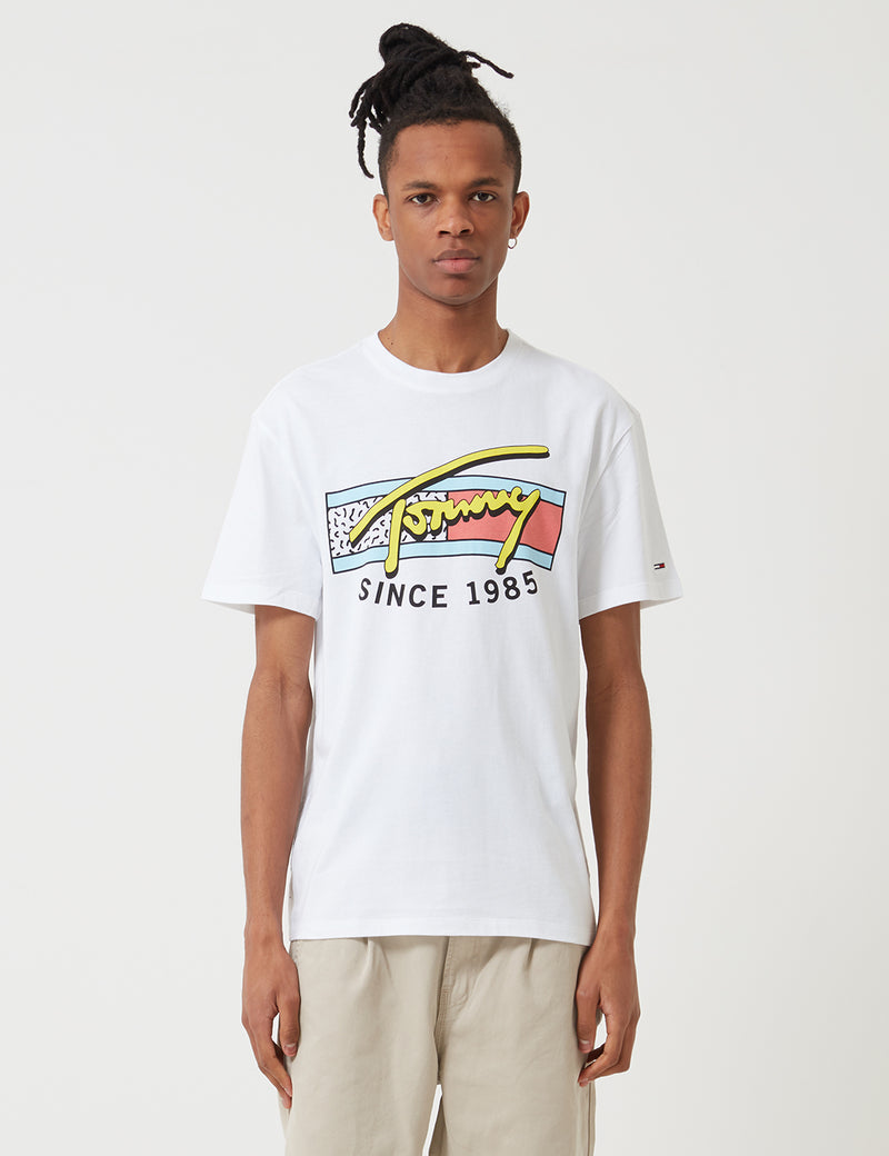 T-Shirt Tommy Hilfiger Neon Script - Blanc Classique