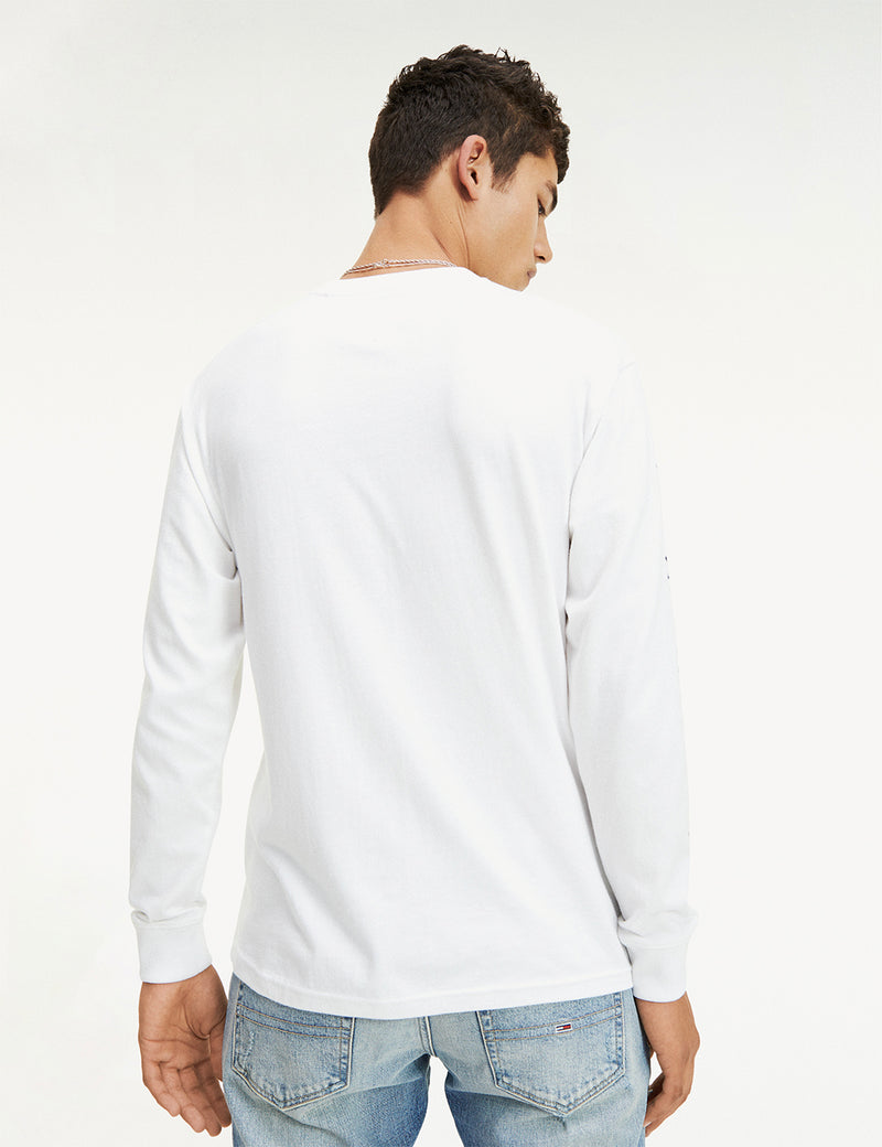 T-Shirt à Manche Longue Tommy Jeans Novel Logo - White
