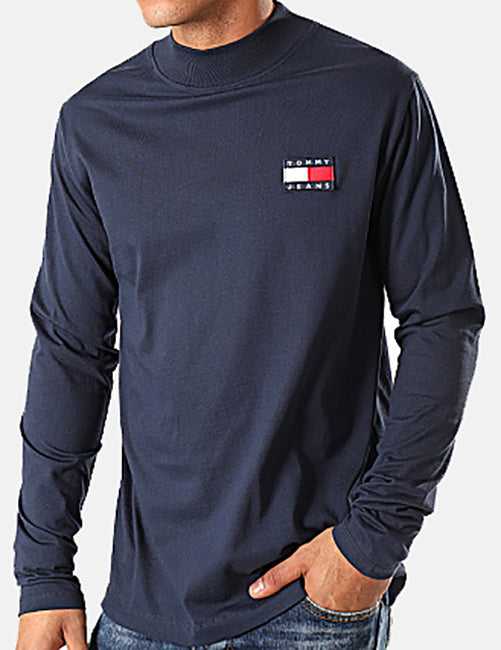Tommy Jeans 목넥 티셔츠-블랙 아이리스/네이비 블루