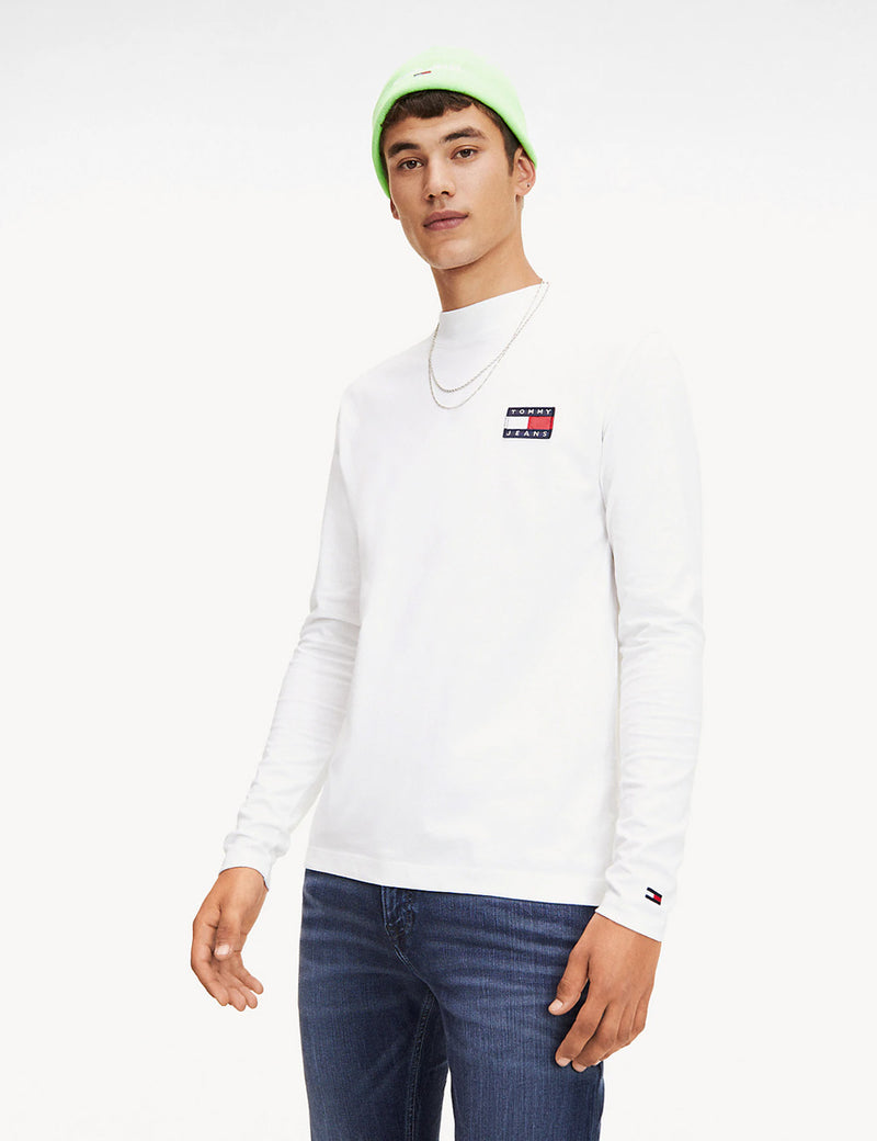 Tommy Jeans Mock Neck T-Shirt - Weiß