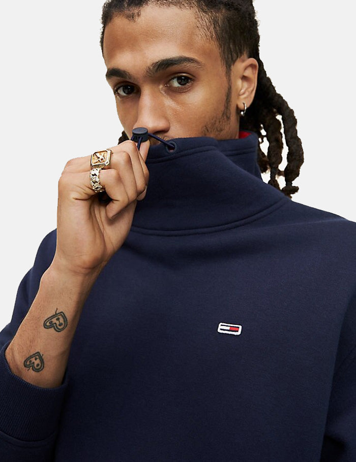 Tommy Jeans Solid Mock Neck Sweat - Black Iris/Navy Blue