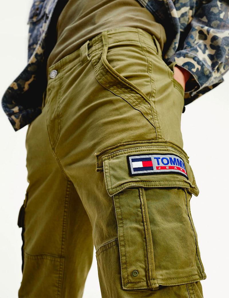 Tommy Jeans Straight Fit Cargo Pant (Stretch Cotton) - Uniform Olive