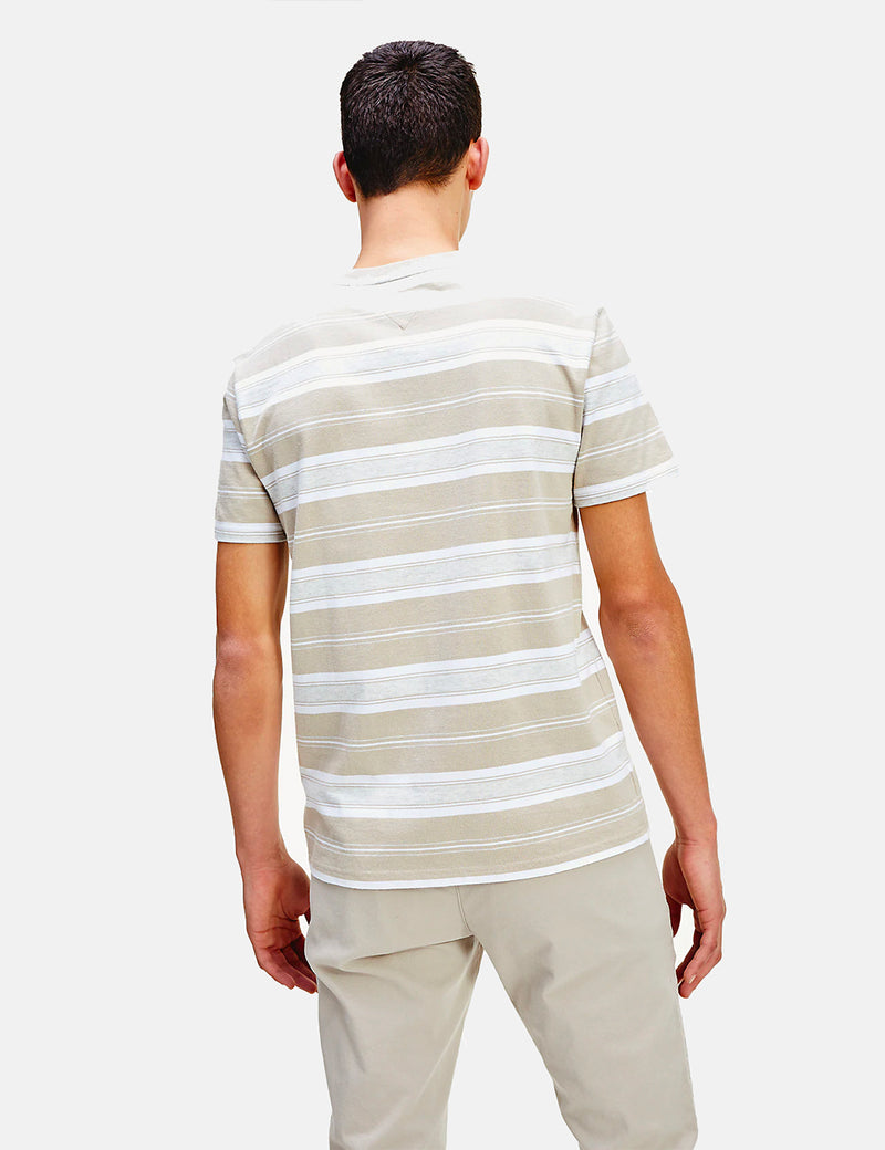 Tommy Jeans Stripe Logo T-Shirt - Stone/Multi