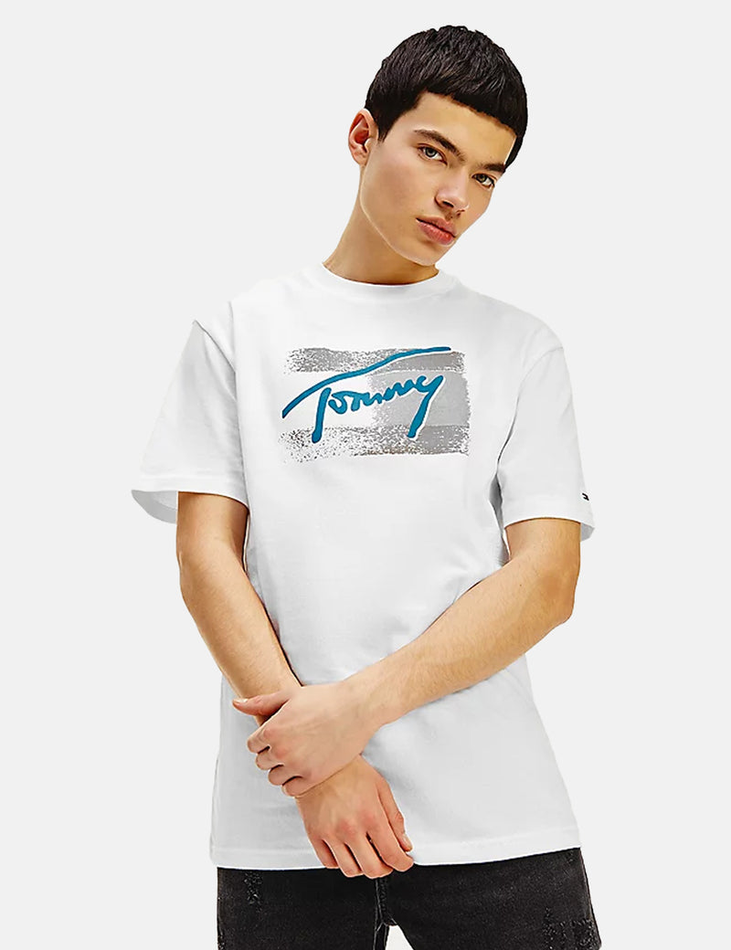 Tommy Jeans T-Shirt mit Flag-Schriftzug - Weiß