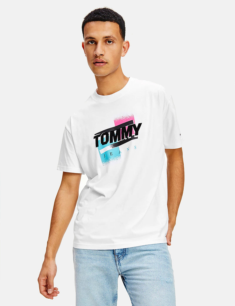T-Shirt à Logo Tommy Jeans Faded - Blanc