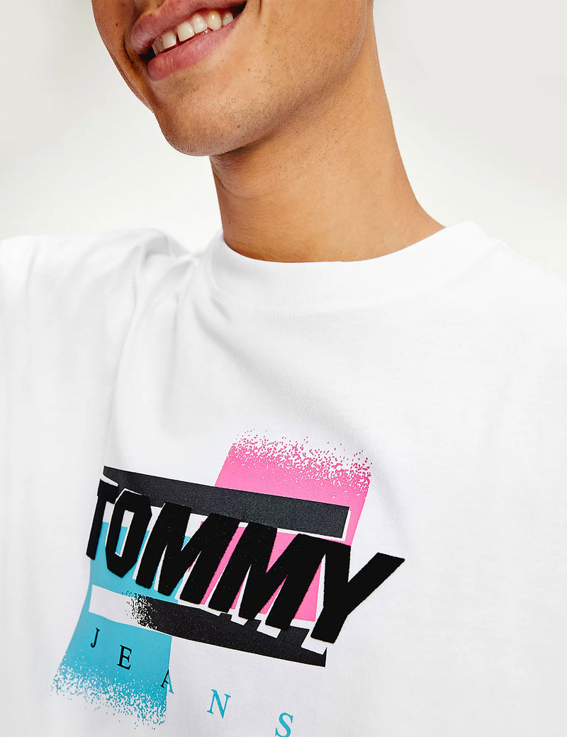 Tommy Jeans verblasstes Logo T-Shirt - Weiß