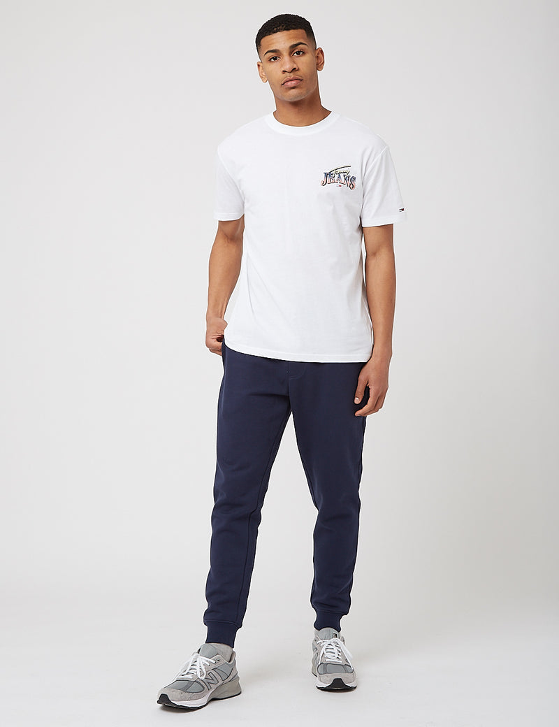 Tommy JeansダイヤモンドバックロゴTシャツ-ホワイト