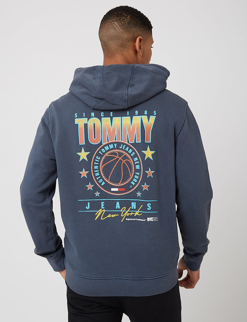 Tommy Jeans 워싱 농구 후디-트와 일 라잇 네이비 블루