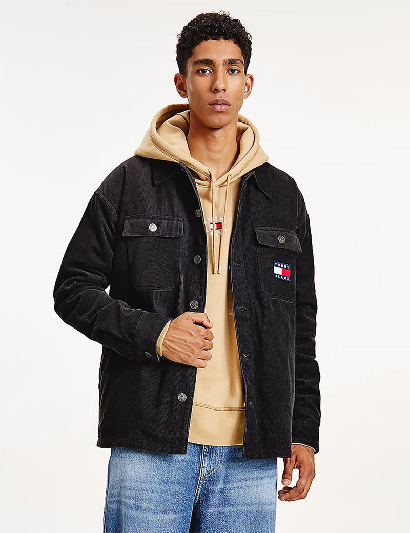 Tommy Jeans Badge Corduroy Sherpa Lined Overshirt - Black