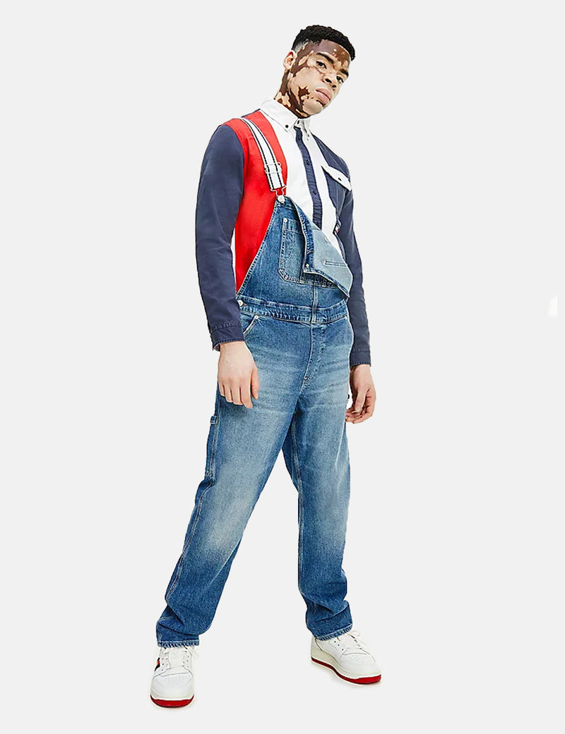 Tommy Jeans 워싱 컬러 블록 셔츠 - Twilight 네이비 블루