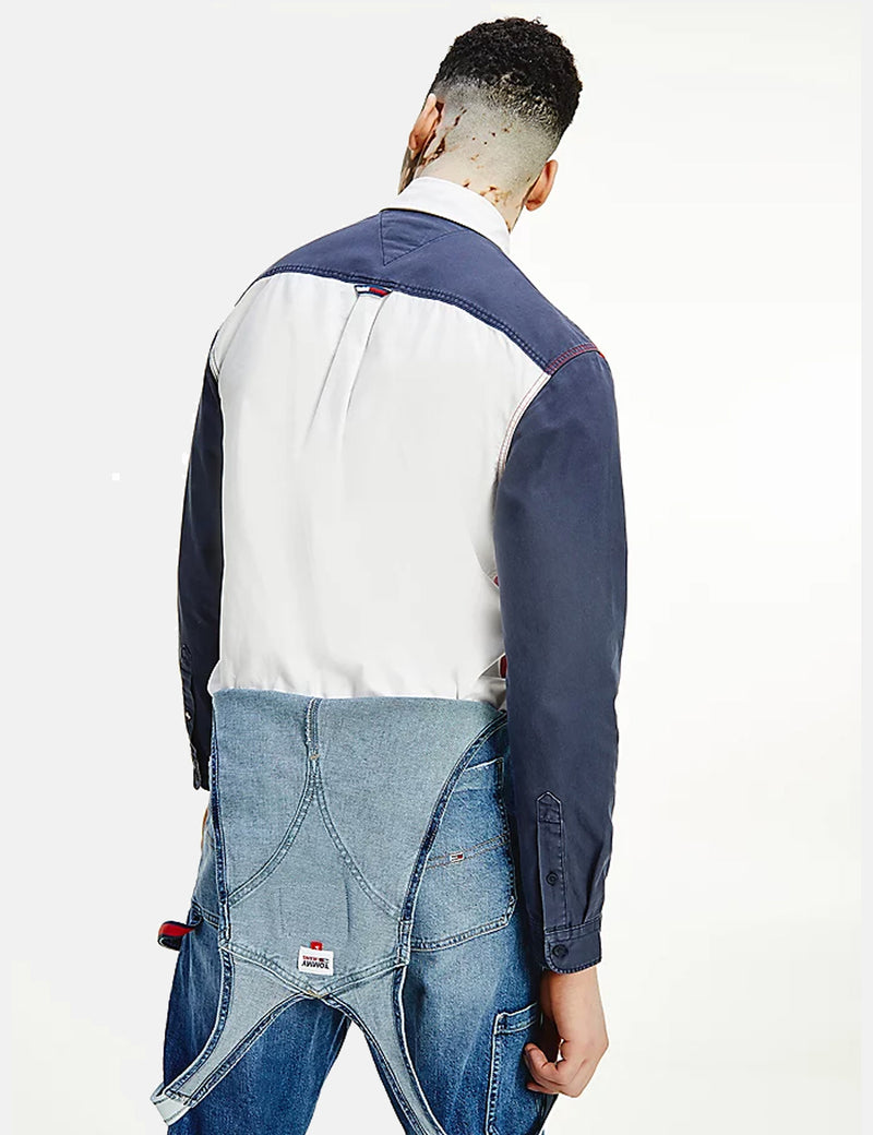 Tommy Jeans Washed Colour Block Hemd - Twilight Navy Blue