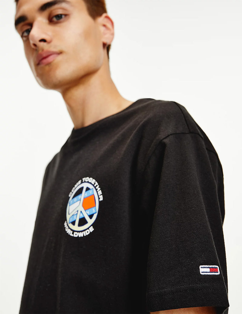T-Shirt Tommy Jeans World Peace - Noir