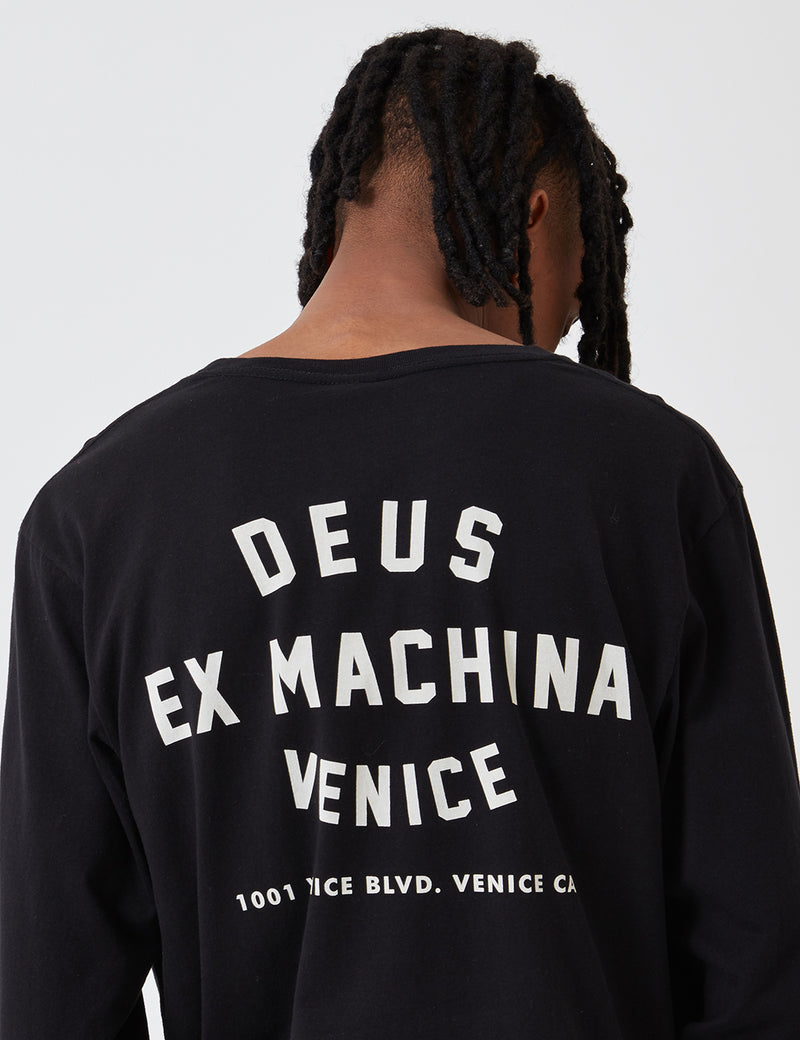 Deus Ex Machina Long Sleeve Venice LA T-shirt - Black