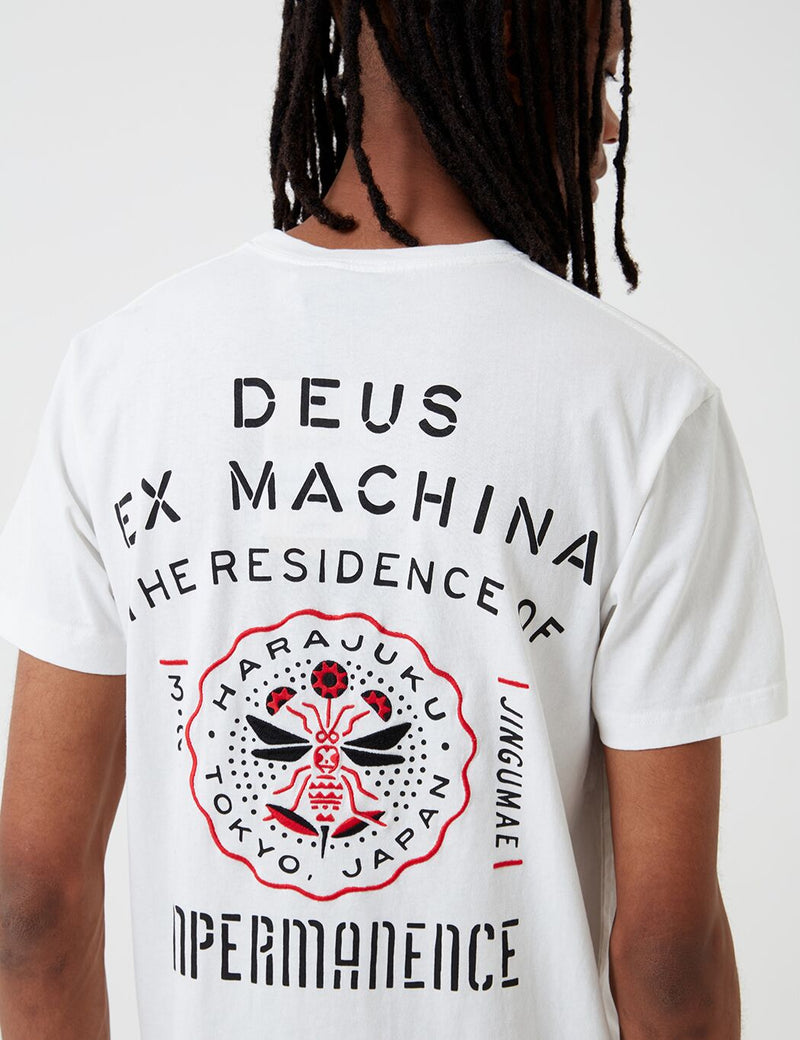 Deus Ex Machina Tokyo Address T-Shirt (Embroidery) - Vintage White