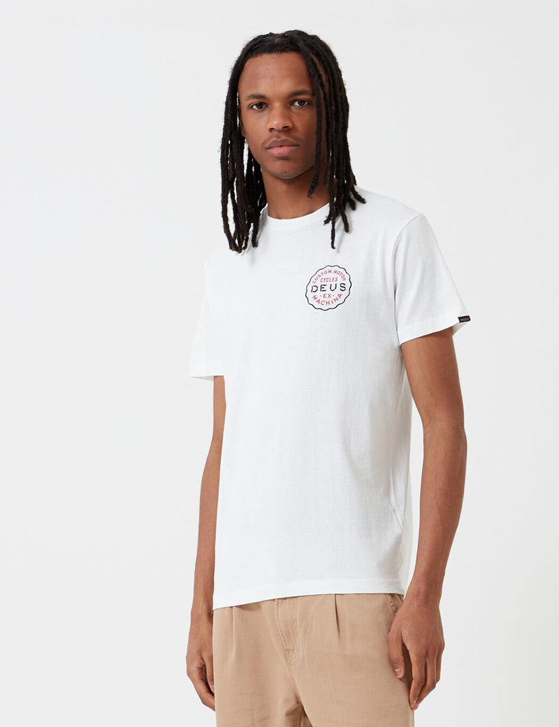 Deus Ex Machina Tokyo Address T-Shirt (Embroidery) - Vintage White