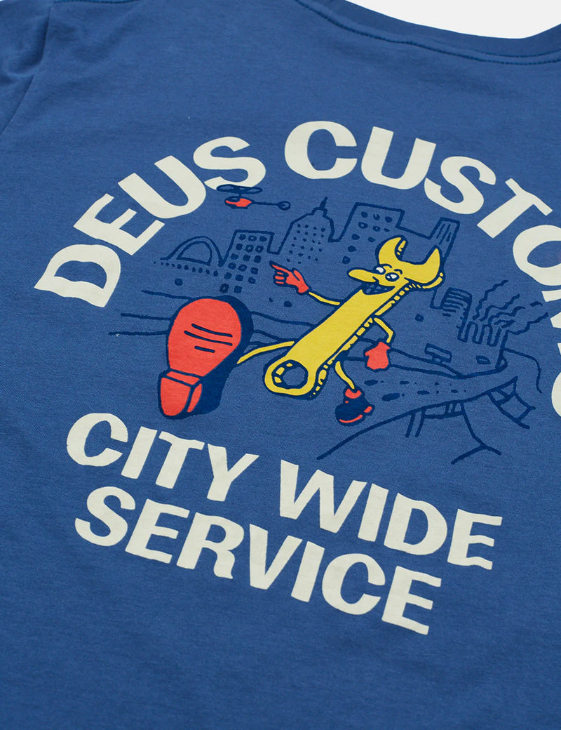 Deus Ex Machina 시티 와이드 티셔츠 - 더스티 블루