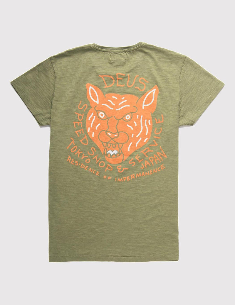 Deus Ex Machina Tiger Head T-shirt - Washed Green