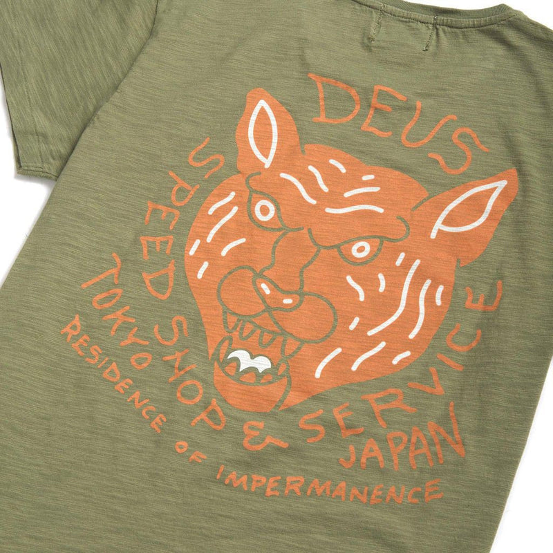 Deus Ex Machina Tiger Head T-shirt - Washed Green