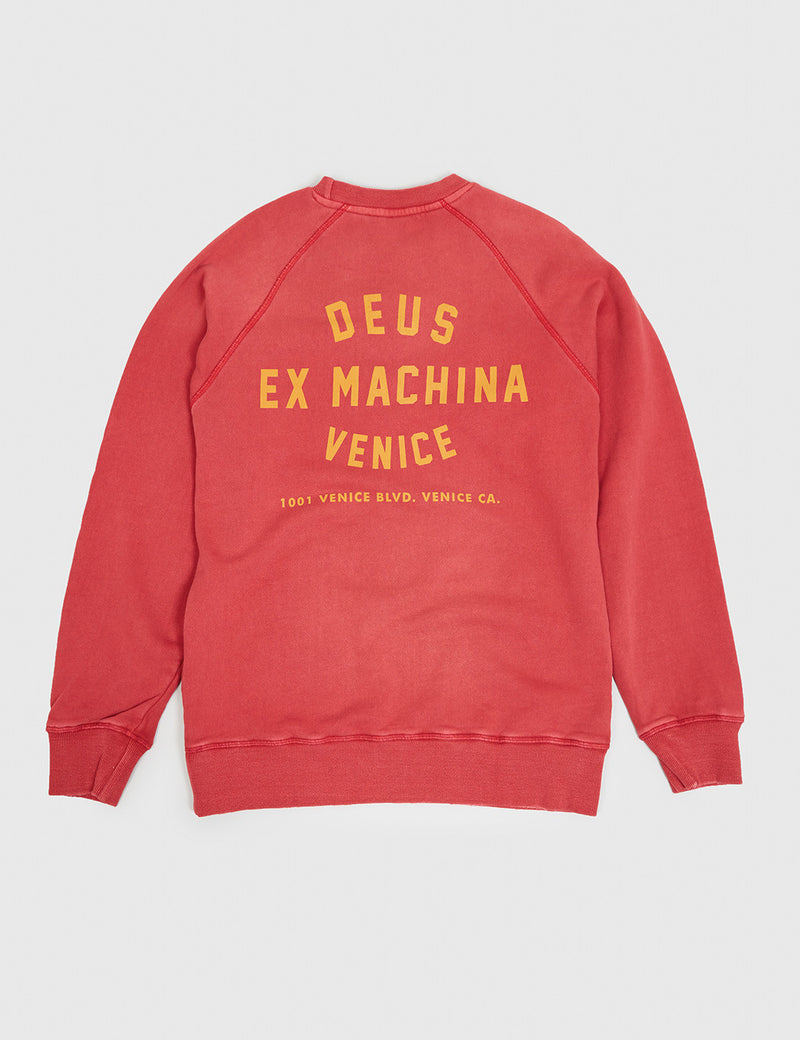 Deus Ex Machina Sunbleached Venice Sweatshirt - Rich Red